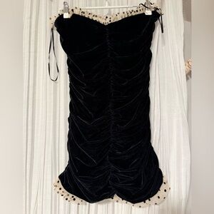 Urban Outfitters Black Ruched Velvet Dress